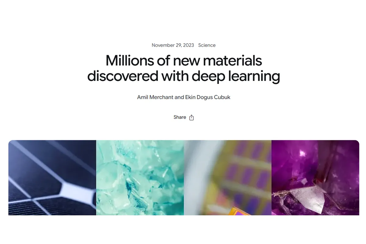 Anúncio da descoberta de milhões de novos materiais com deep learning